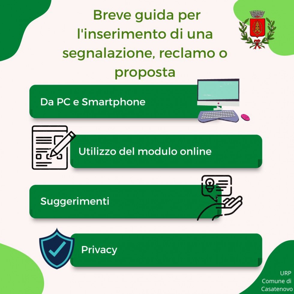 Breve guida per l'inserimento di una segnalazione, reclamo o proposta da PC e Smartphone